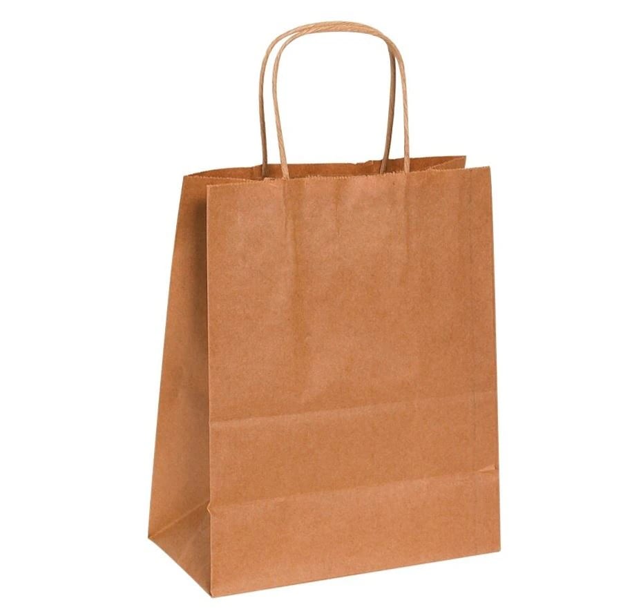 HD Paper Shop Bags, Kraft, 9 3/4" x 7 3/4" x 4 3/4", 250/Pack