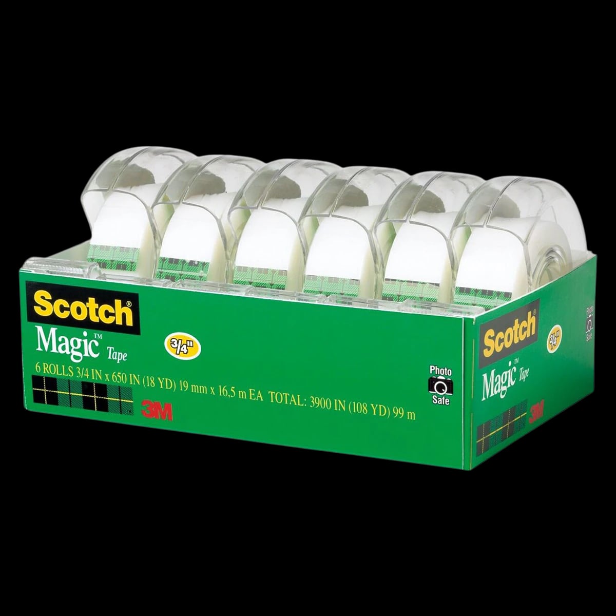Scotch Magic Tape In Dispensers, 3/4 in x 650 in, 6/Pack