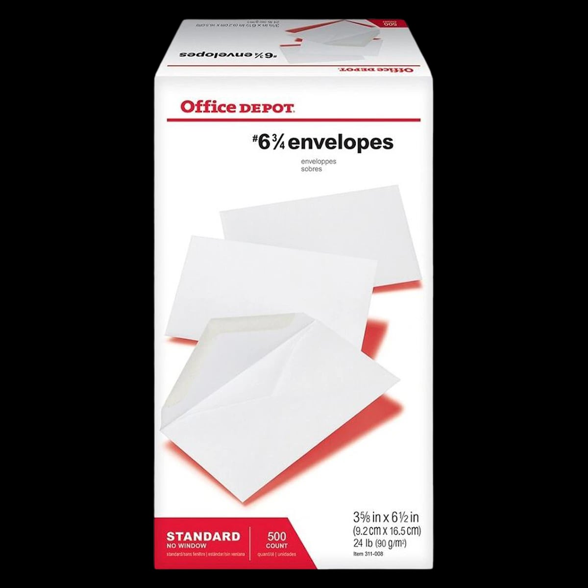 Envelope #6-3/4 White Wove, 3 5/8 in x 6 1/2 in, 500/Box