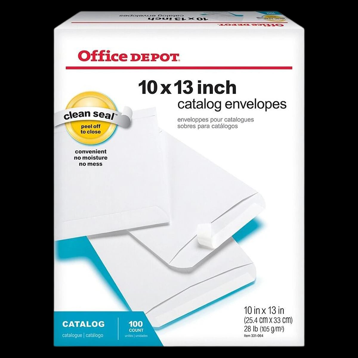 Office Depot Brand 10in x 13in Catalog Envelopes, Clean Seal, White, 100/Box
