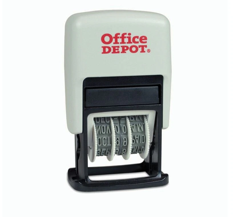 Self-Inking 3-in-1 Micro Date Stamp, Blue/Red, Black Ink, Each
