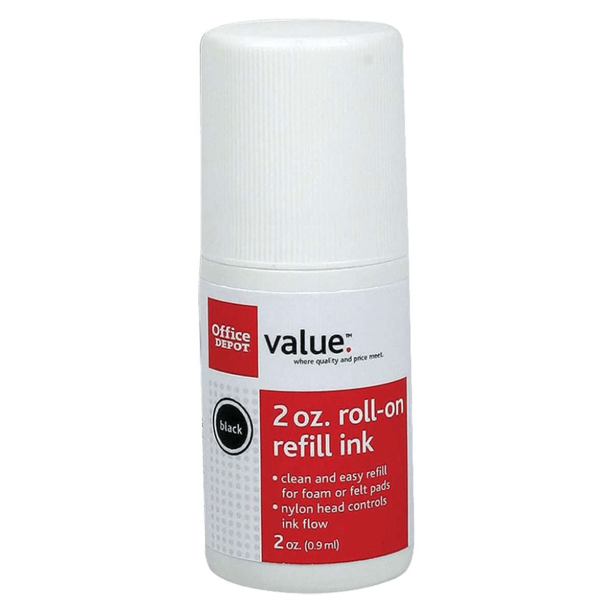 Office Depot Brand Roll-On Ink, Red, 2 oz