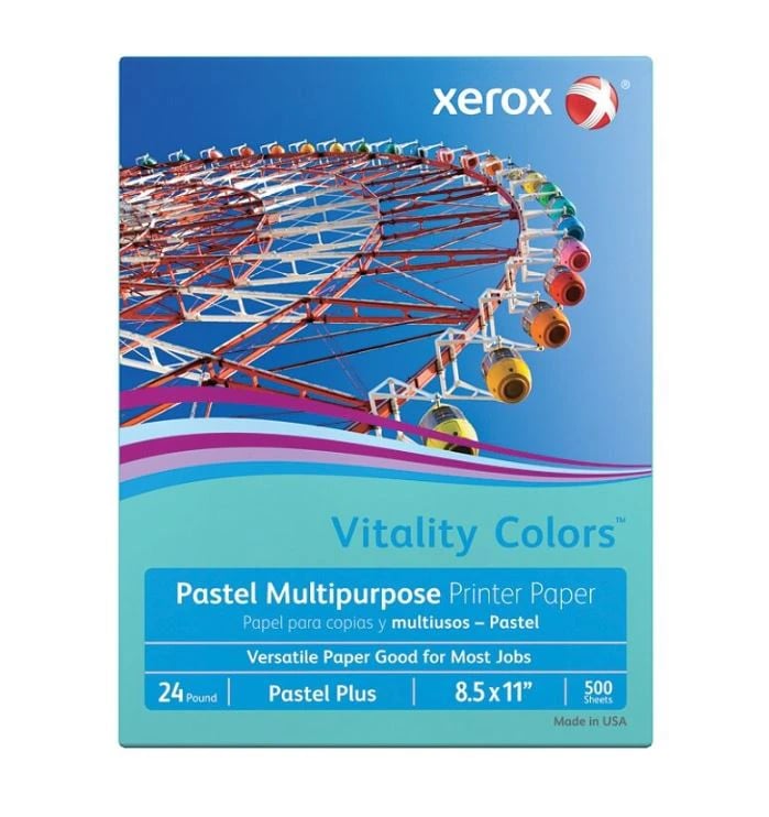 Xerox Pastel Paper, 24 Lb Stock, Aqua, 8.5" x 11", 500/Ream