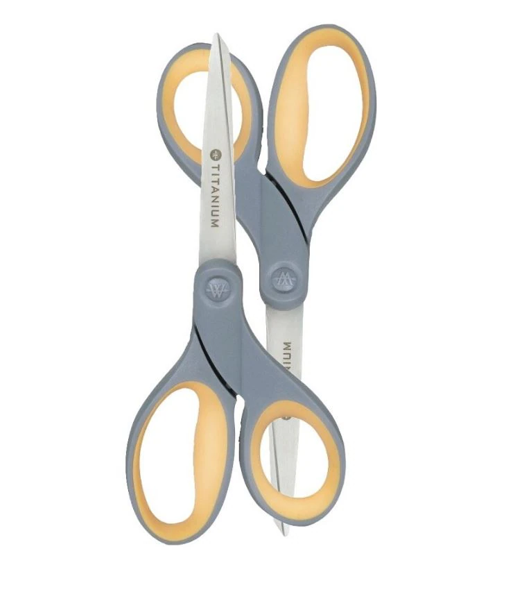Acme Scissors Titanium 8" Pointed, Gray/Yellow, 2/Pack