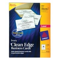 Avery Laser Clean-Edge Business Cards, 2-Sided, Ivory, 2" x 3.5", 200/Pack