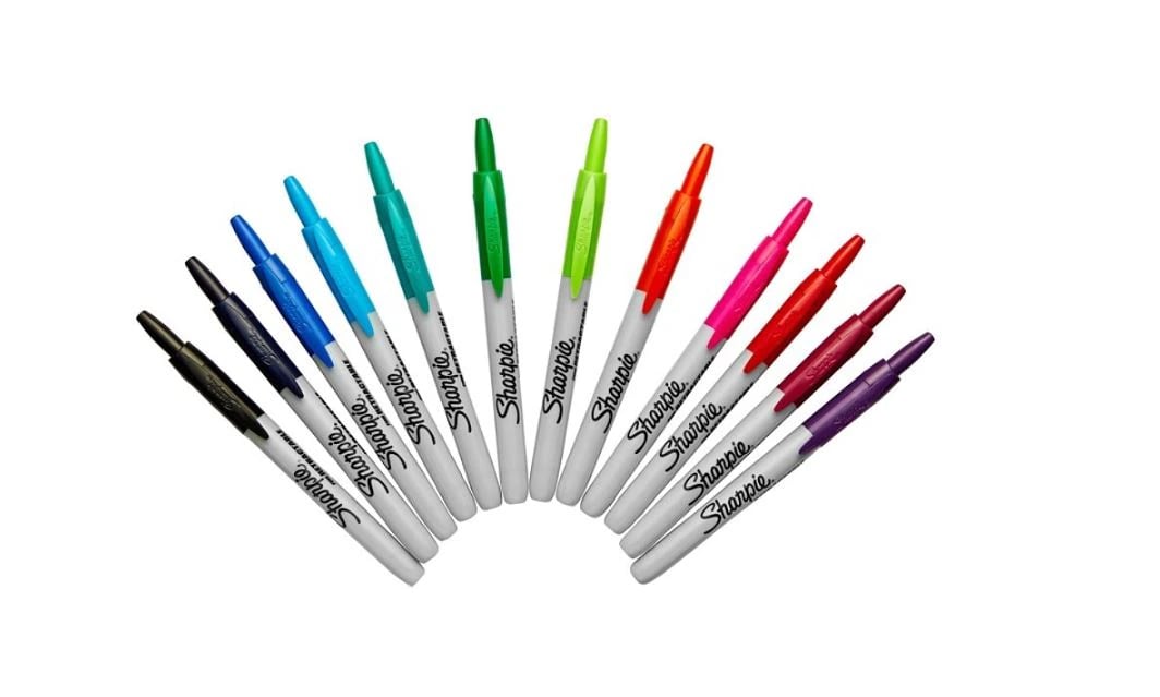 Sharpie RT Retractable Permanent Marker, Fine Point, Assorted Colors, 12/Box