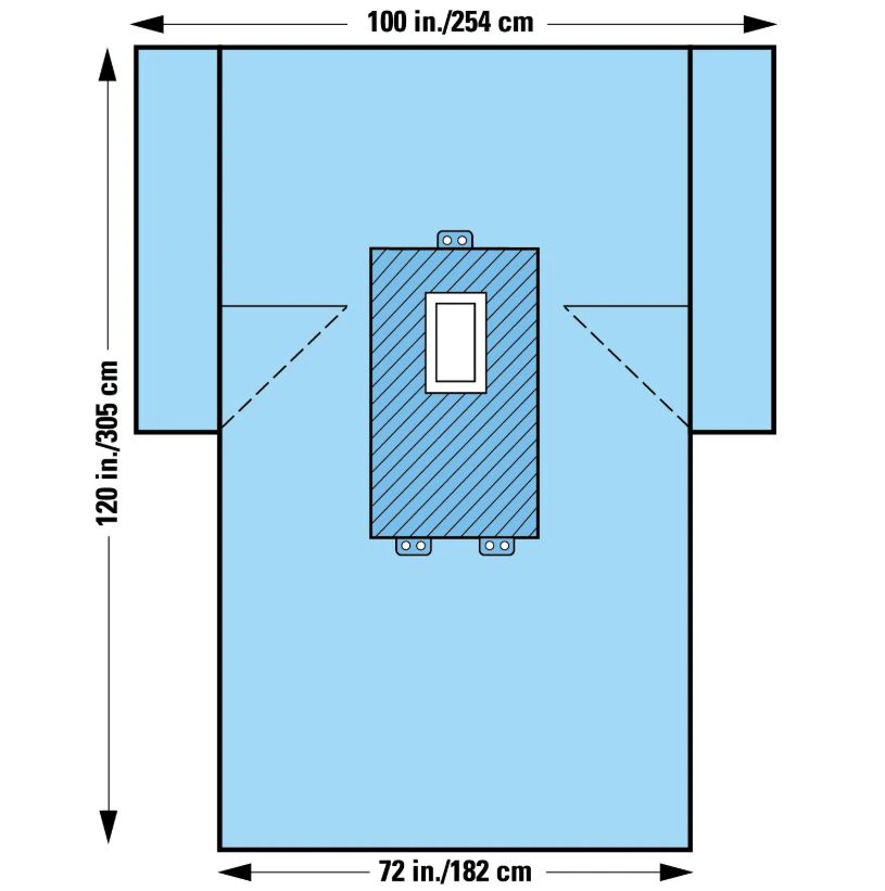 O & M Halyard Sterile Laparotomy Drape, 100x72x120", 8x13" Fenestration