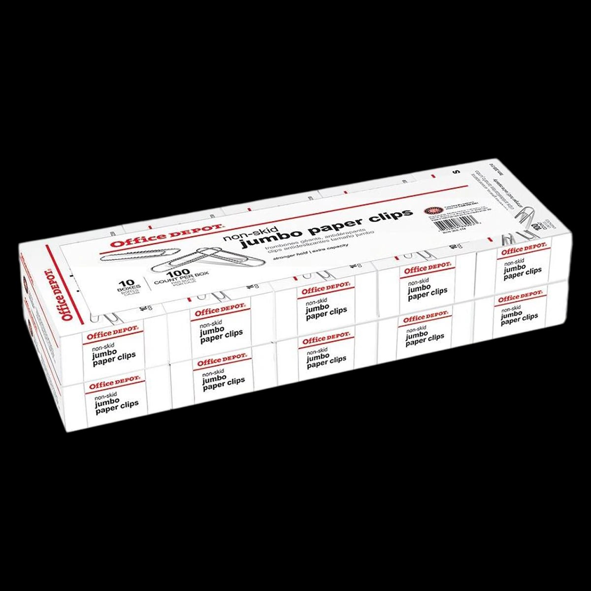 Paper Clips Jumbo Nonskid, Silver Finish, 100 Clips/Box, 10/Pack, 1000/Bx