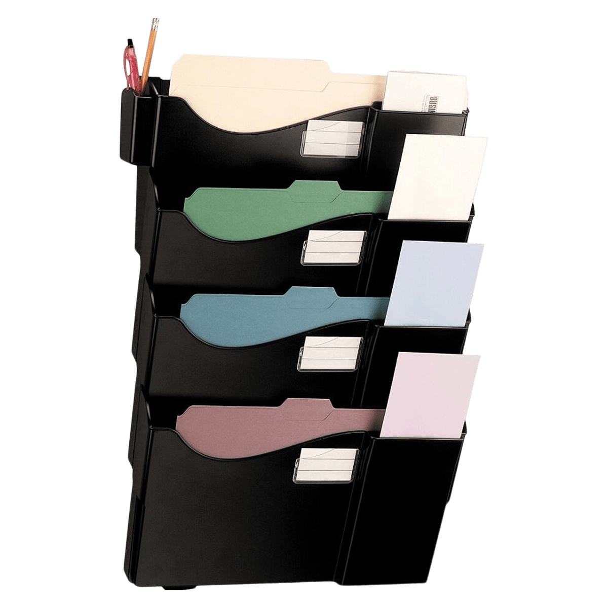 Office Depot Brand Wall File Organizer, 4 Pocket, Letter/Legal Size, Black