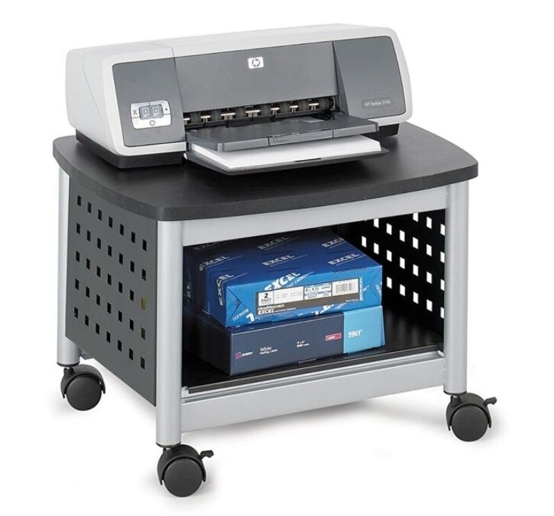 Safco Scoot Underdesk Printer Stand, Black/Silver, 1 Each