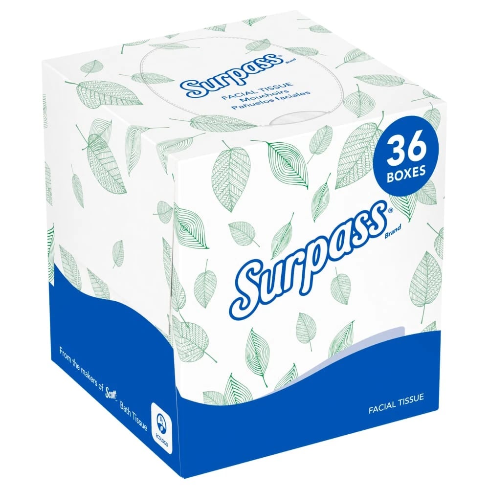 Surpass 2-Ply Facial Tissue, White, Boutique, 110 Sheets/Box, 36/Case