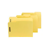 Smead Coated Fastener Folder, Letter Size, 1/3 Cut, Yellow, 25 per Box