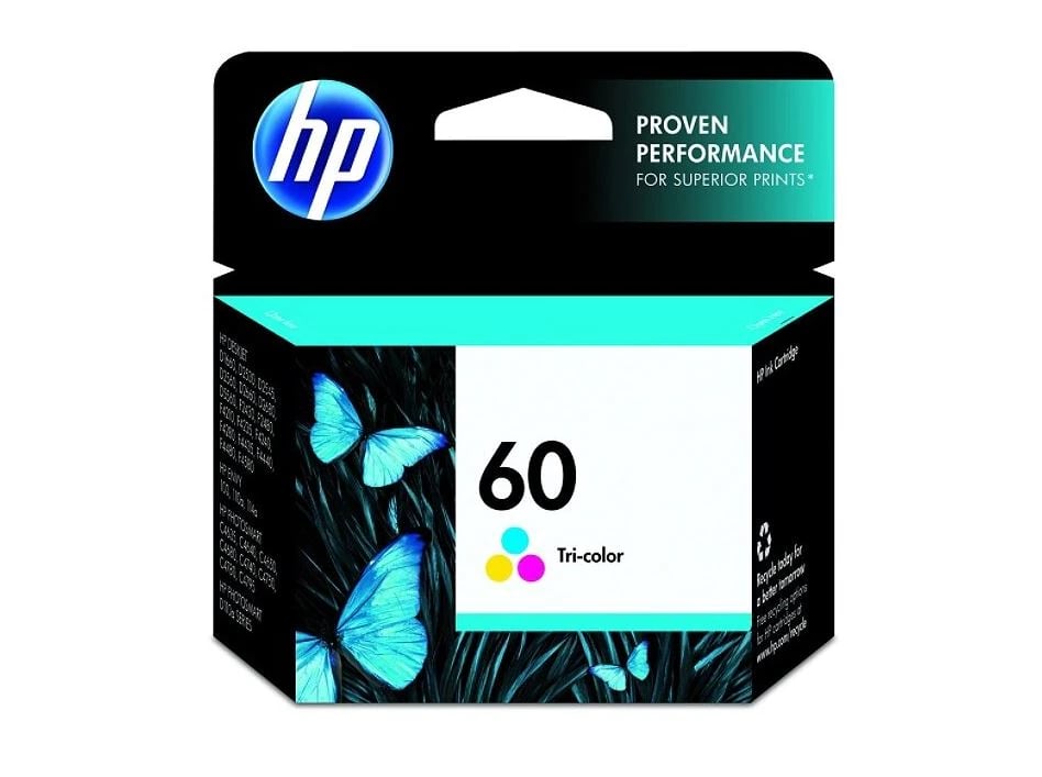 HP 60 Tri-Color Original Ink Cartridge, 50% Recycled, CC643WN