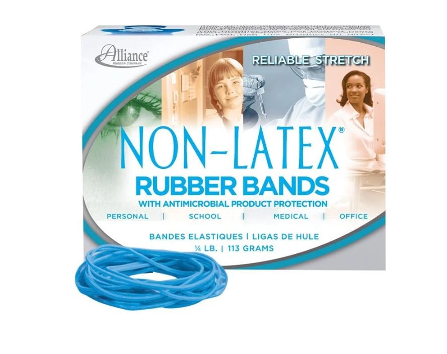 Alliance Latex-Free Antimicrobial Rubber Bands #19, Cyan Blue, 40/Package