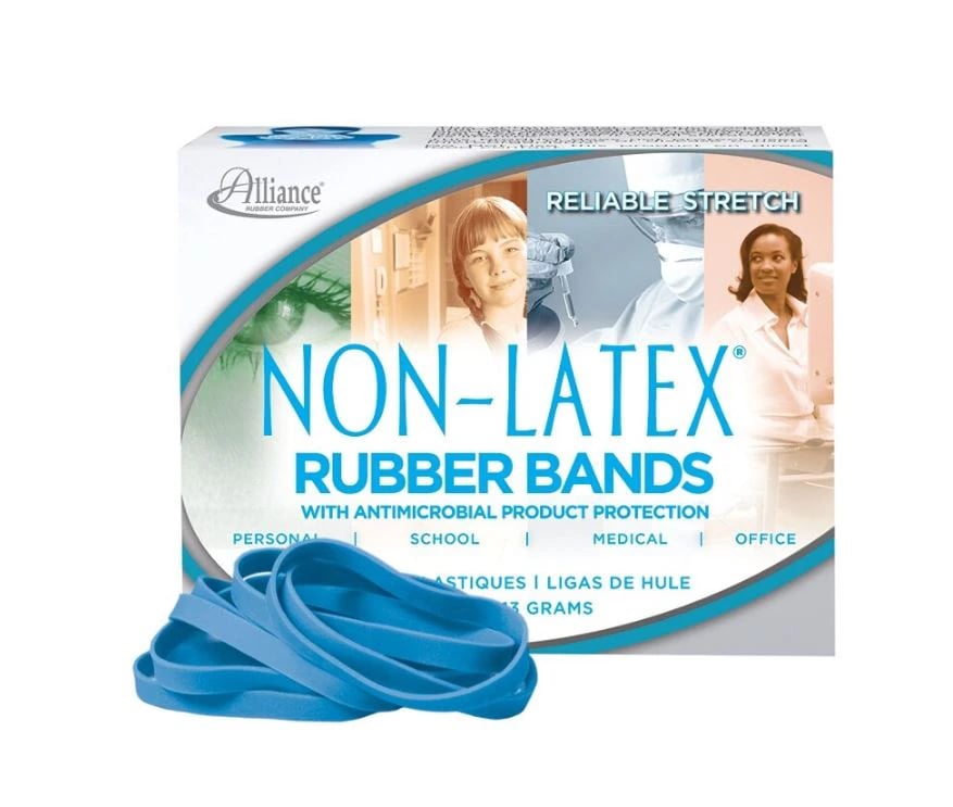 Alliance Latex-Free Antimicrobial Rubber Bands #64, Cyan Blue, 40/Package