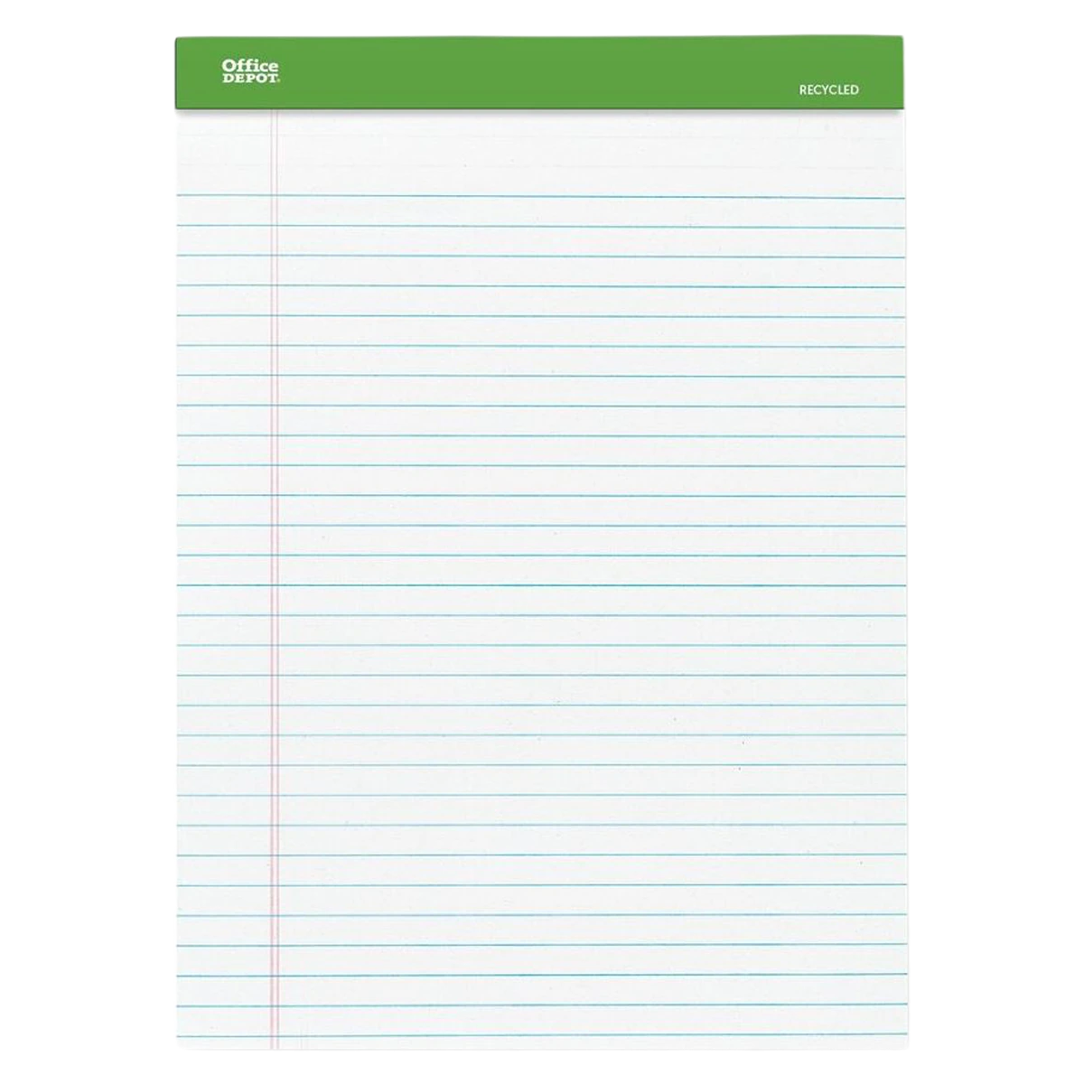 Office Depot Green Letter Perforated Writing Pad, 8.5 x 11.75 in, White, 50 Sheets, 6/Pack
