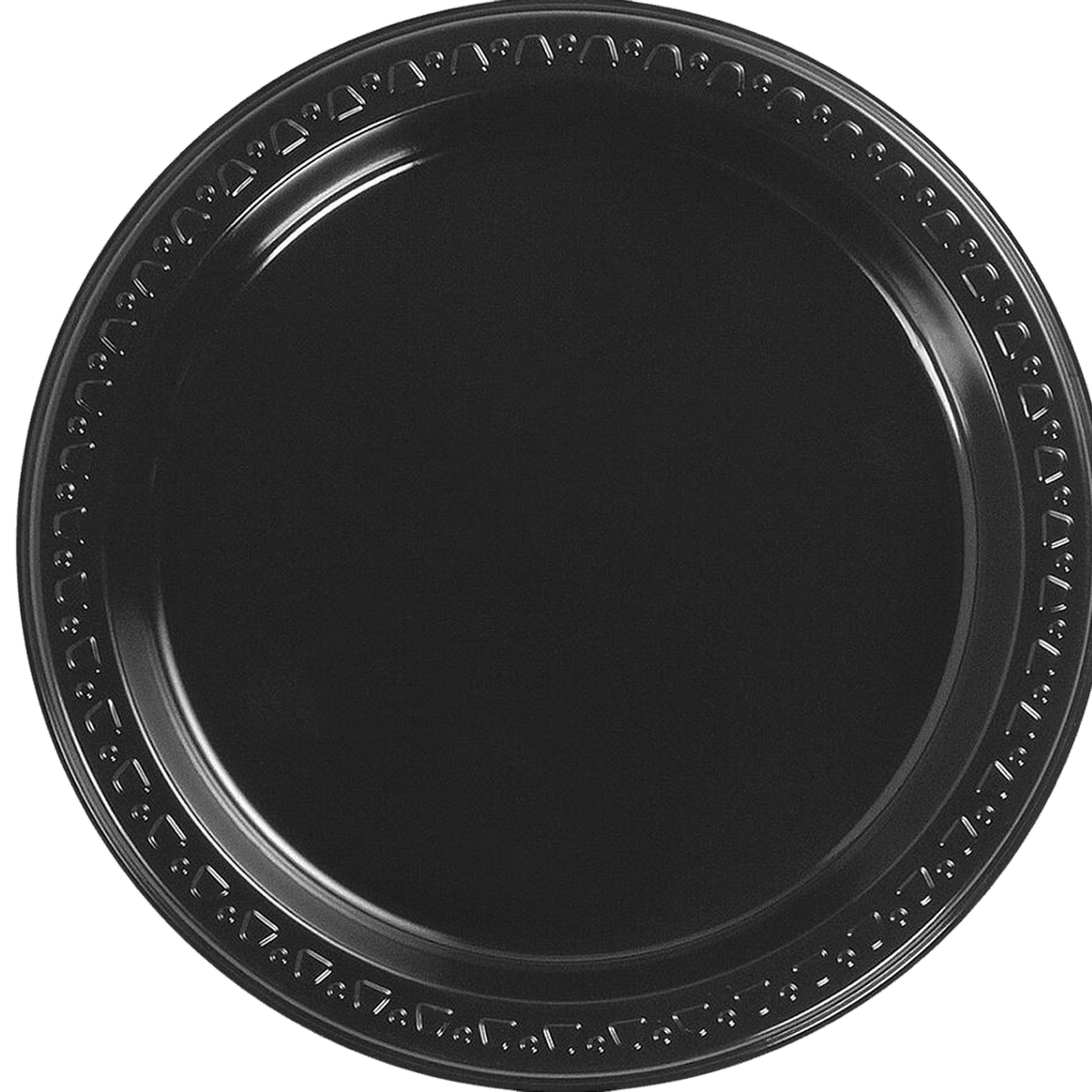 Huhtamaki Heavyweight Plastic Plates, Round, 9" Diameter, Black, 125/Package