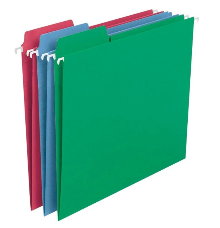 Smead FasTab Hanging File Folder, Letter Size, Assorted Colors, 1/3 Tab, 18/Pack