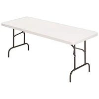 Office Depot Folding Table, 5ft Resin Molded Plastic Top, Platinum
