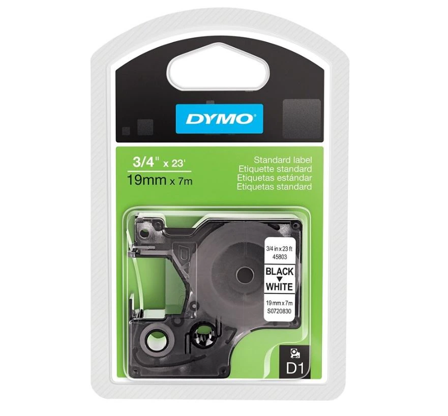 DYMO D1 45803 Black-On-White Tape, 0.75" x 23', Sanford
