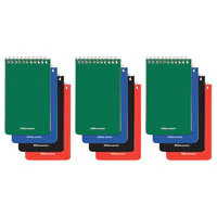 Office Depot Book Memo Wirebound Top Open, 1 Hole-Punch, 60 Sheets, Assorted Colors, 12/Pack
