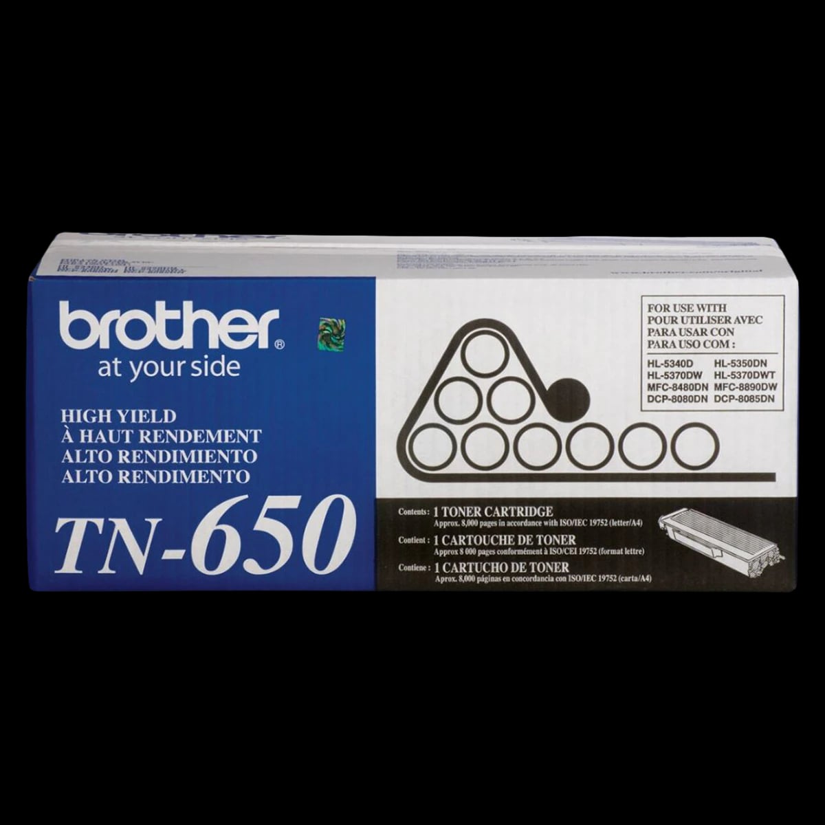 Brother TN-650 High-Yield Black Toner Cartridge, Each