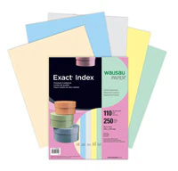 Wausau Papers Exact Index Card Stock, 8.5" x 11", 110 lb, Assorted Colors, 250/Pack