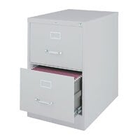 Office Depot Vertical Legal-Size File Cabinet, 2 Drawers, Light Gray, 26.5" Deep