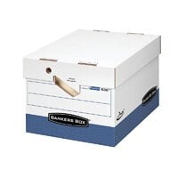 Fellowes Presto Storage Box, Letter/Legal Size, White/Blue, 15" x 12" x 10", 4/Pack