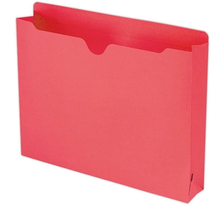 Smead Top-Tab File Jackets, 2 in Expansion, Letter Size, Red, 50/Box