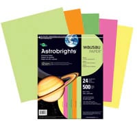 Wausau Papers Astrobrights Paper, 24 lb, Letter Size (8.5" x 11"), Assorted Colors, 500 Sheets/Ream