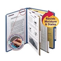 Smead Classification Folder, 2 Dividers, Legal Size, Dark Blue, 10 per Box