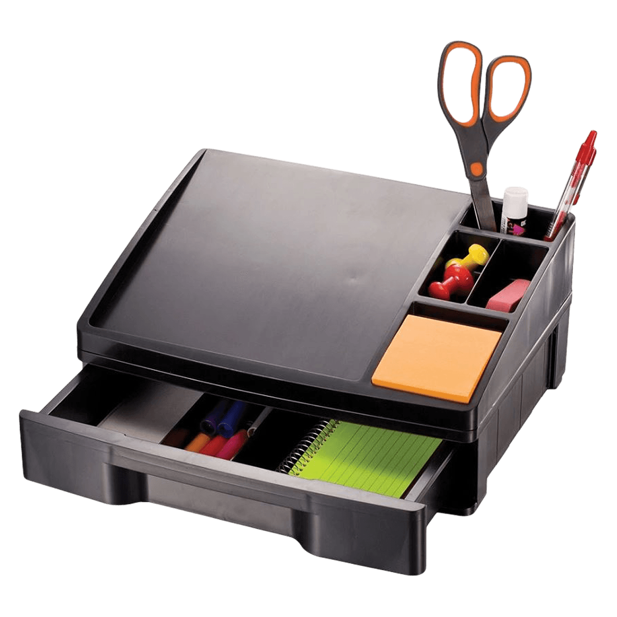 Stand Phone W/Drawer Recycled, Black, 5 7/8 x 13 1/8 x 9 5/8 in