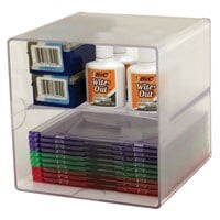 Deflect-O Stackable Cube with 2 Shelves, 6" x 6" x 6", Clear
