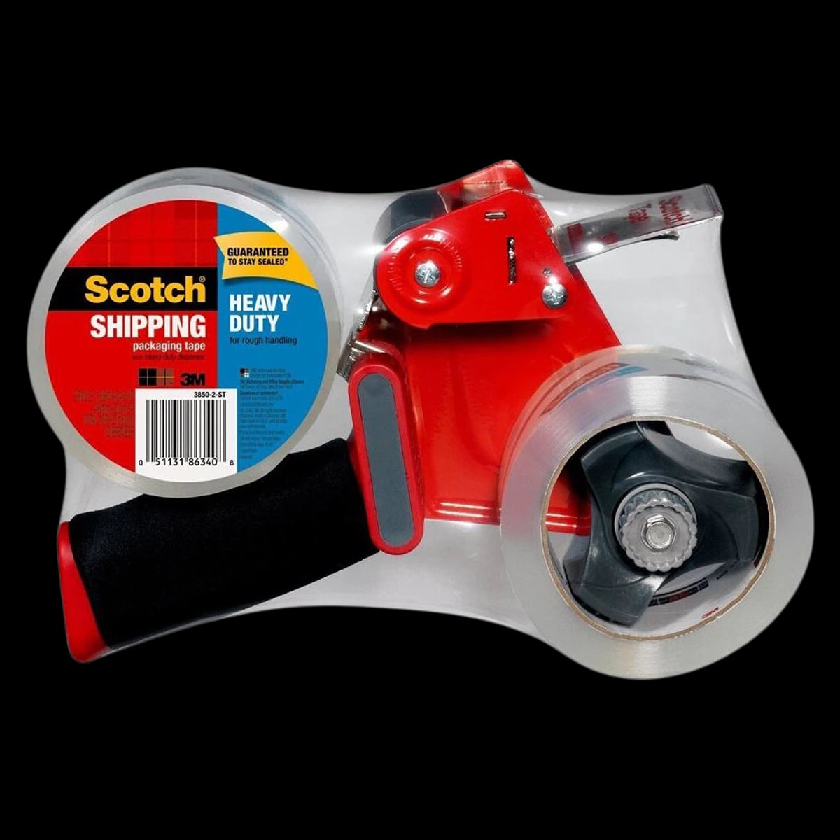 Scotch Heavy-Duty Shipping Tape with Dispenser, Clear, 2 Rolls/Package