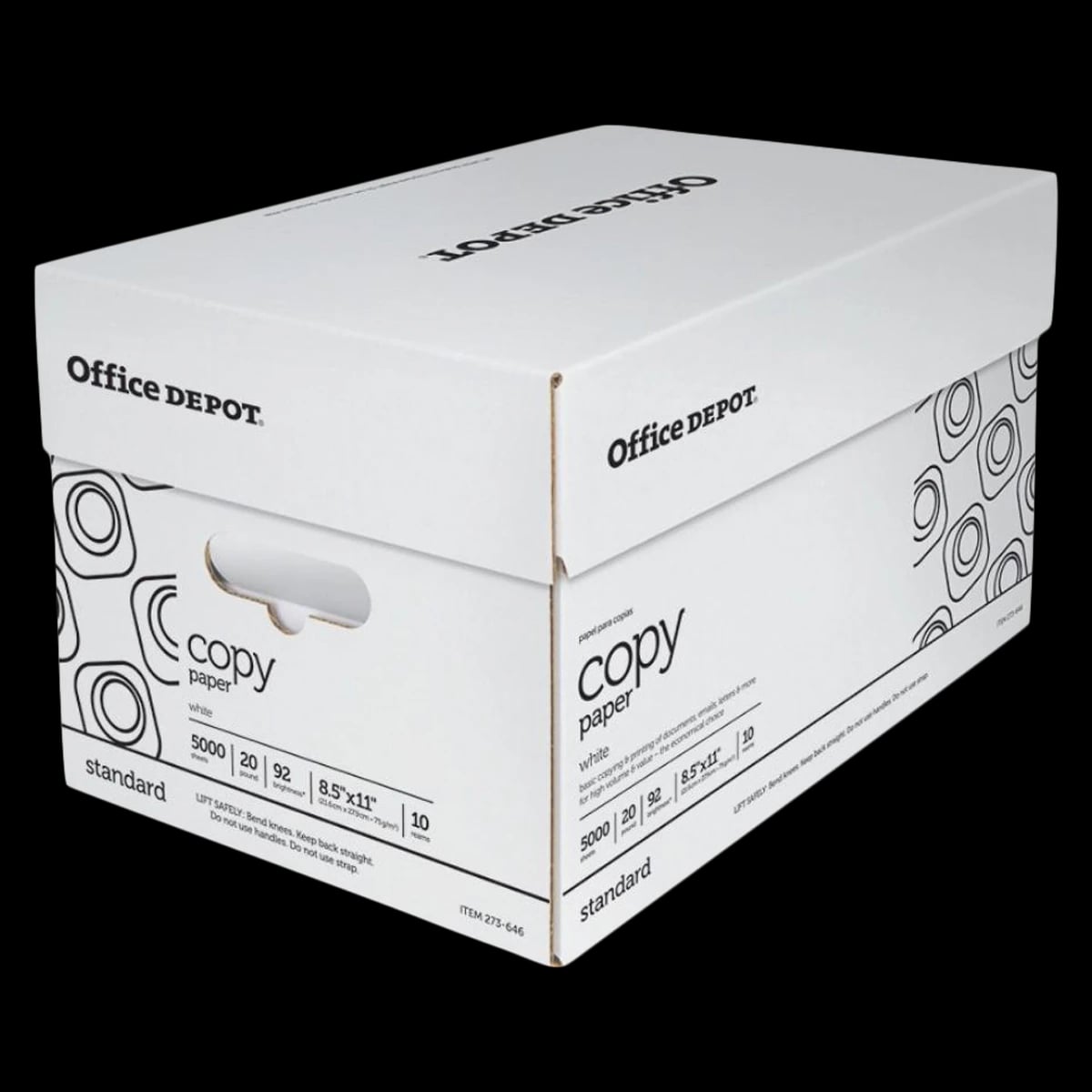 Office Depot Business Services White Copy Paper, 20 Lb, Letter Size (8.5" x 11"), 10 Reams/Box, 5,000 Sheets