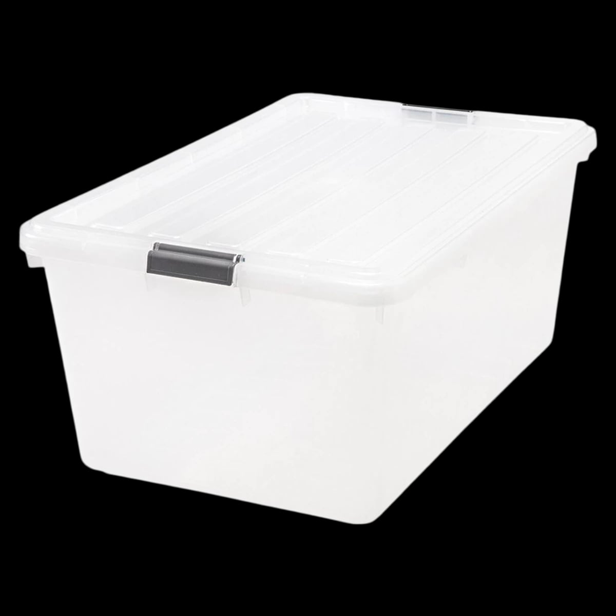 Iris Tote Snap Lid Clear Storage Box, 68 Quart, 26 1/8" x 17.5" x 11 7/8"