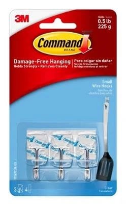 3M Command Utensil Hooks, Small, Clear, Wire, 3-Pack