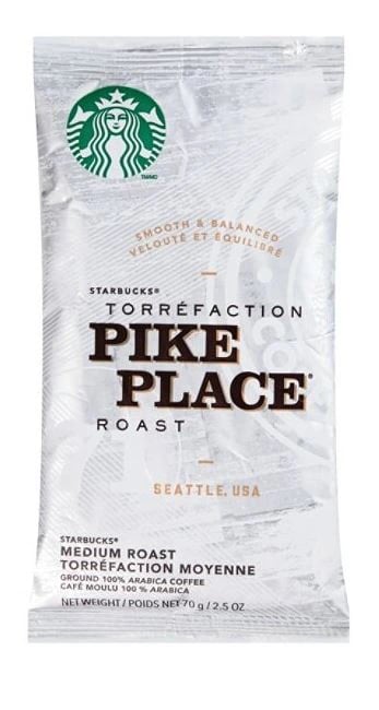 Starbucks Pike Place Ground Coffee, 2.5 oz Packs, 18/Box, 72/Case (EDB 2.5OZ PP 72/CS PIKE PLACE)