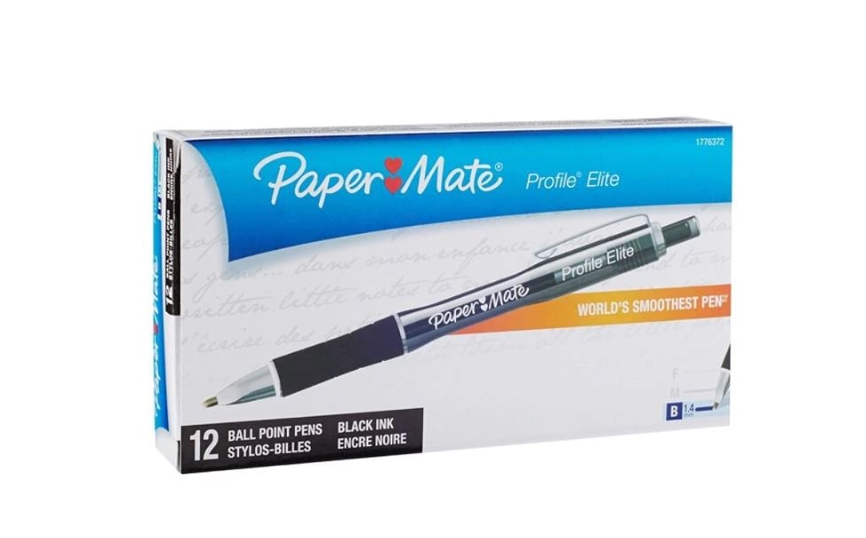 Paper Mate Profile Retractable Ballpoint Pen, Bold 1.4 mm, Black, 12/Pack