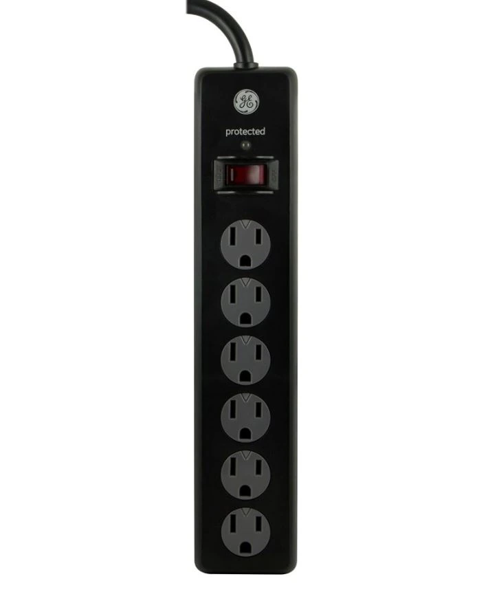 GE Surge 6-Outlet Surge Protector, 800 Joules, 6' Cord, Black