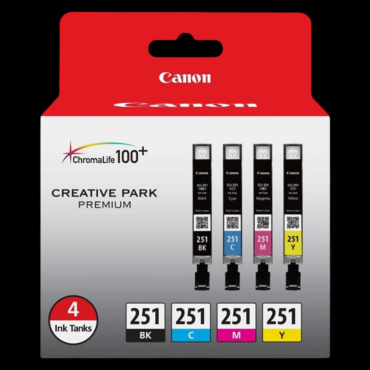 Canon CLI-251 Black/Color Ink Cartridges, 4/Pack