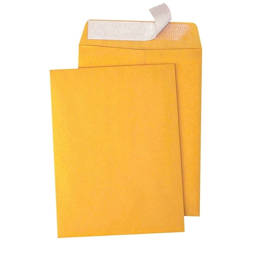 Office Depot Redi-Strip Catalog Envelopes, 28# Kraft, 9 x 12 in, Brown, 100/Box