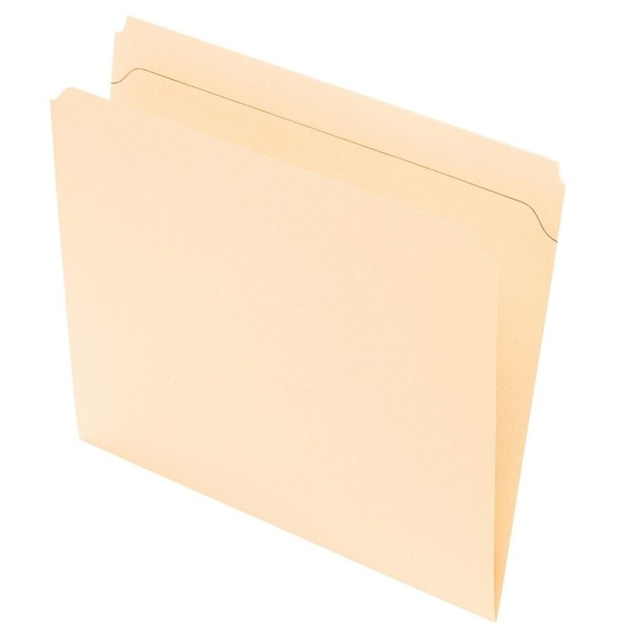 Office Depot Tab File Folder, Straight Cut, Letter Size, Manila, 100/Box