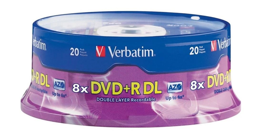 Verbatim DVD+R DL 8.5GB 8X Branded Surface, 20/Pack Spindle