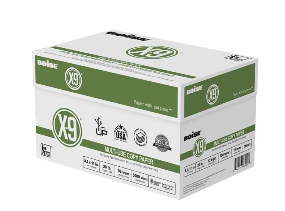 Boise X-9 Multi-Use Copy Paper, White, Letter Size, 500/Ream, 10/Case