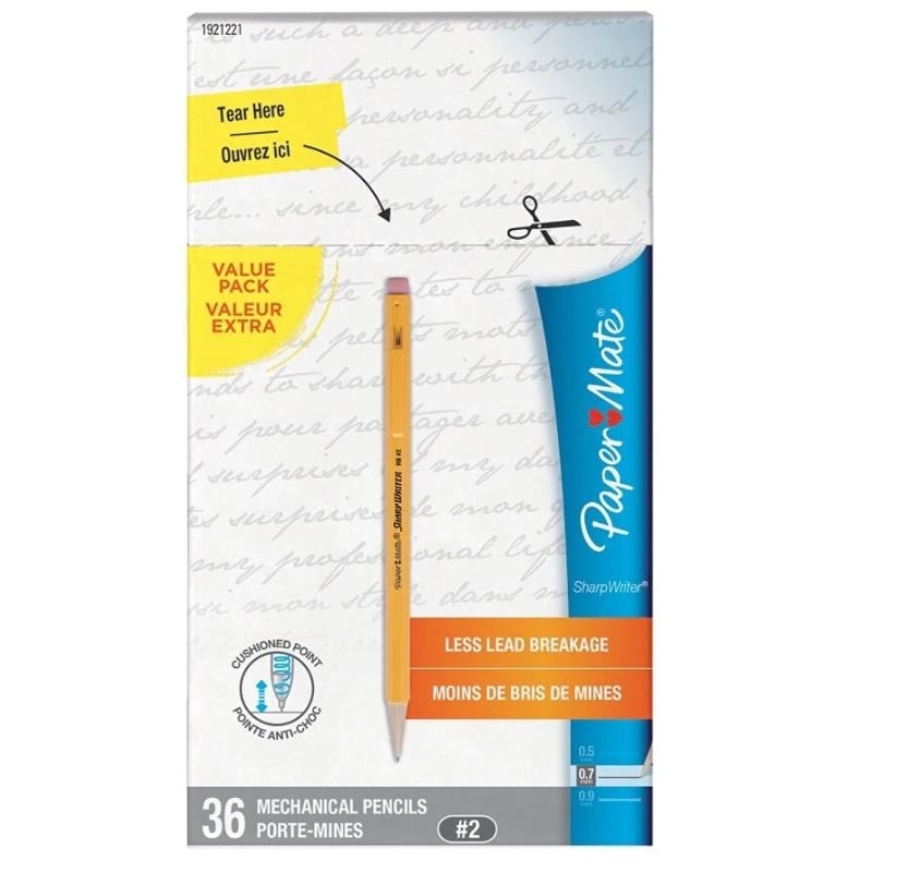 Sanford Sharpwriter Mechanical Pencils, 0.7mm, Yellow Barrel, 36/Pack