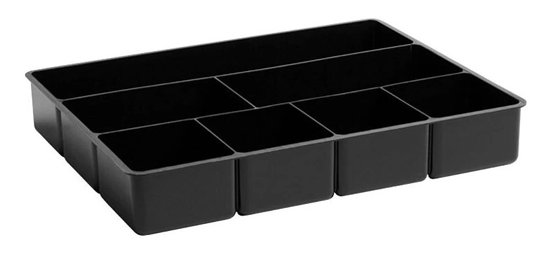 Rubbermaid Drawer Organizer Tray, 7 Compartments, Black Plastic, Each