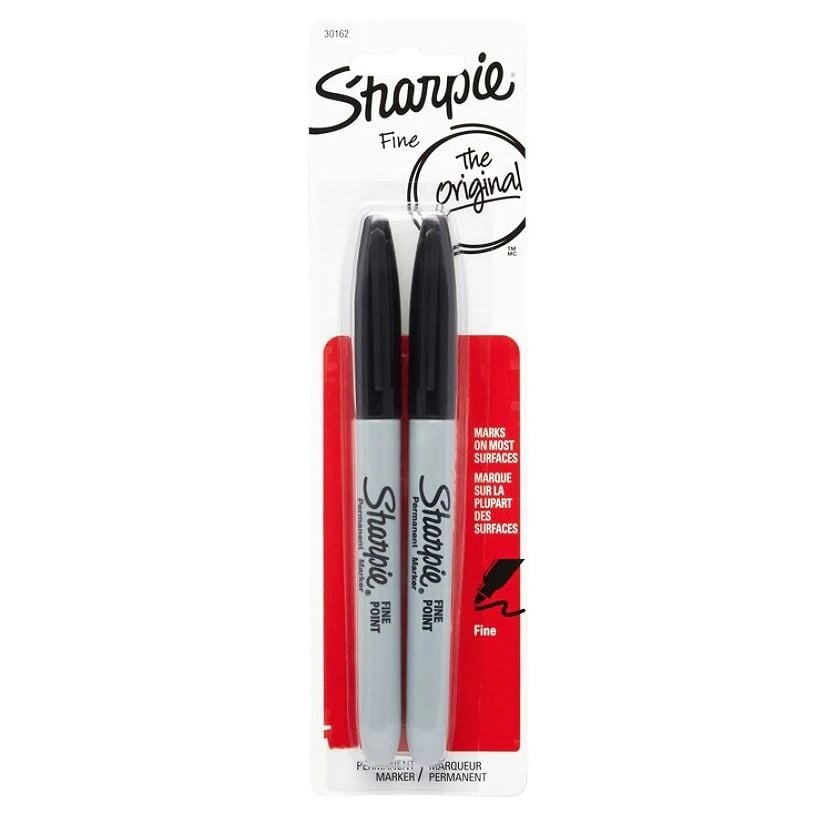 Sharpie Permanent Fine-Point Marker, Black, 2/Pack