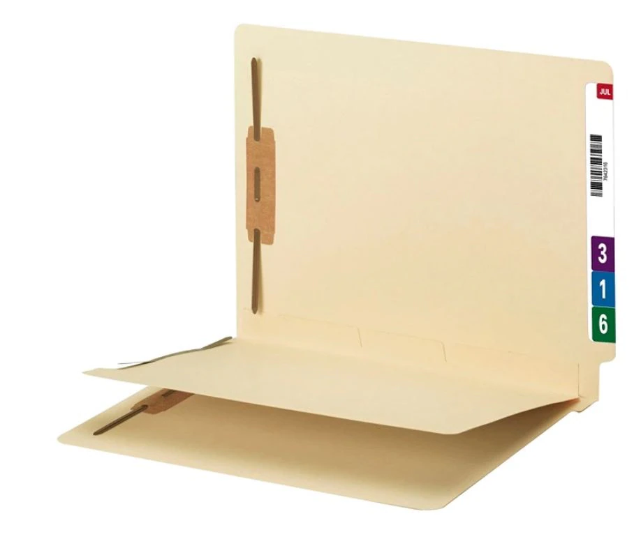 Smead Letter Size End-Tab Fastener Manila Folders with Dividers, 50/Box